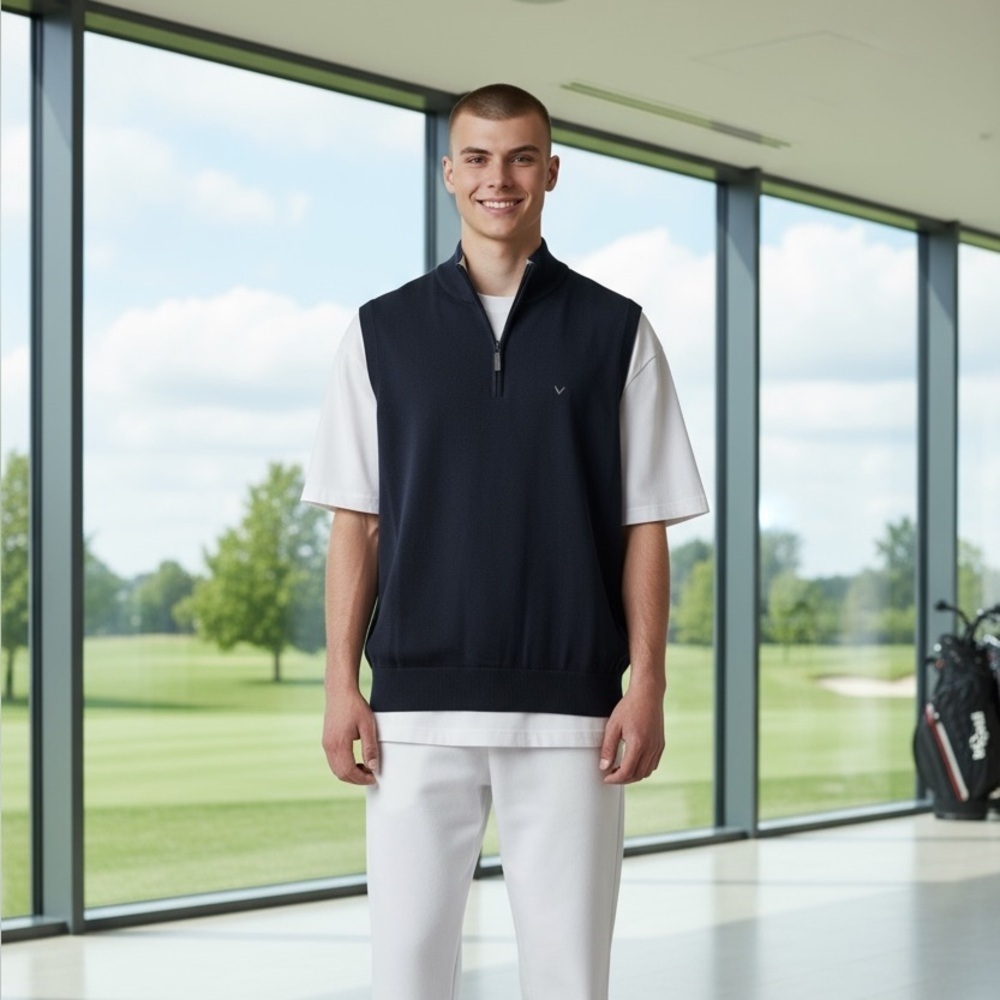 Callaway Men's Black Zip-Up Sweater Vest - Golf Attire - Size L